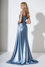 γαλάζιο εφαρμοστό μακρύ φόρεμα για γάμο